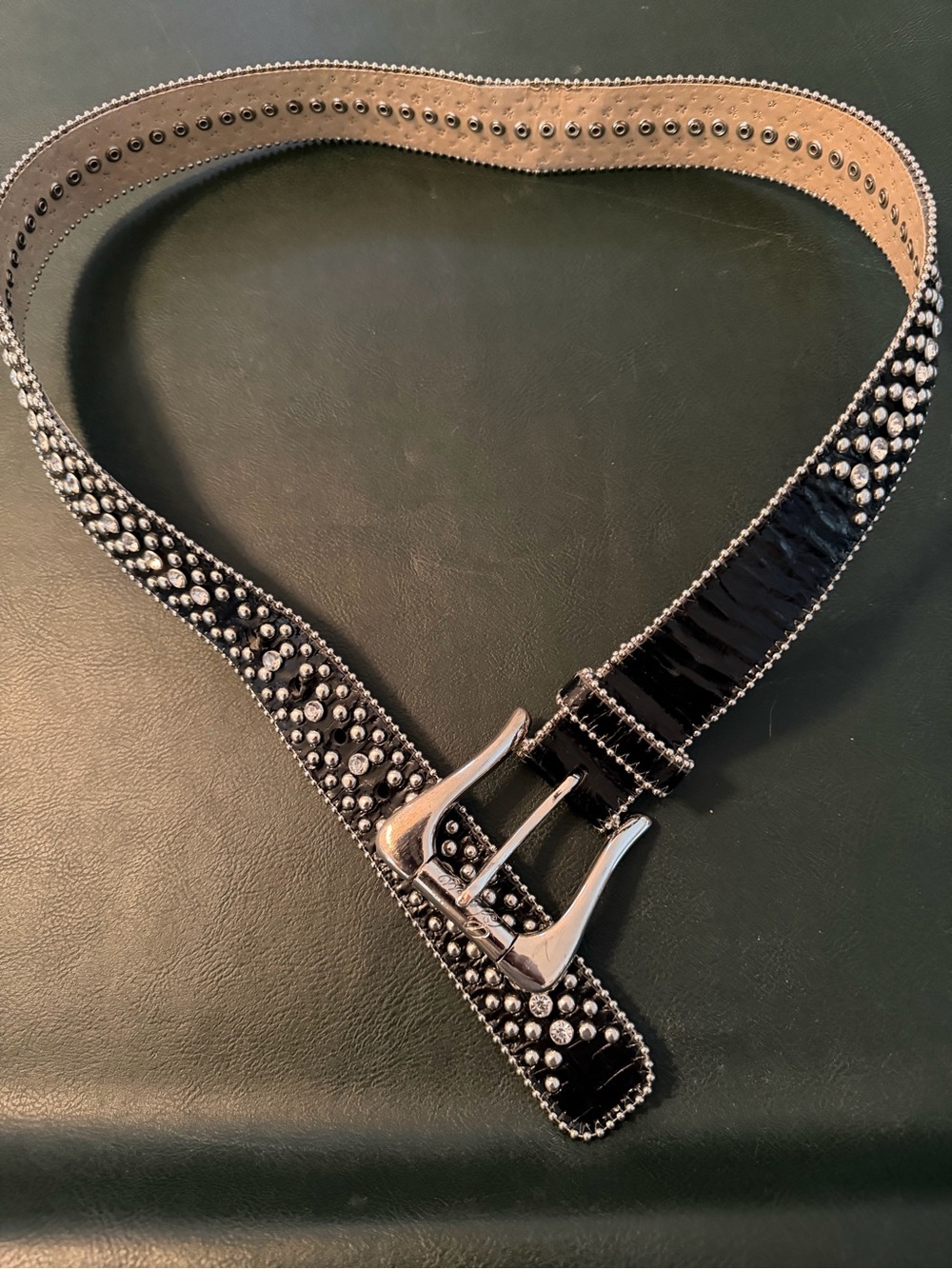 Guess Black Studded Women’s Belt with Silver Buckle